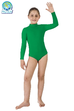 BODY DANZA COLLO ALTO LYCRA VERDE BAMBINA